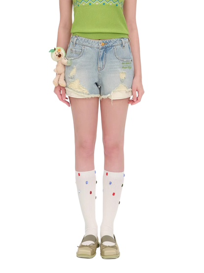Distressed Denim Shorts