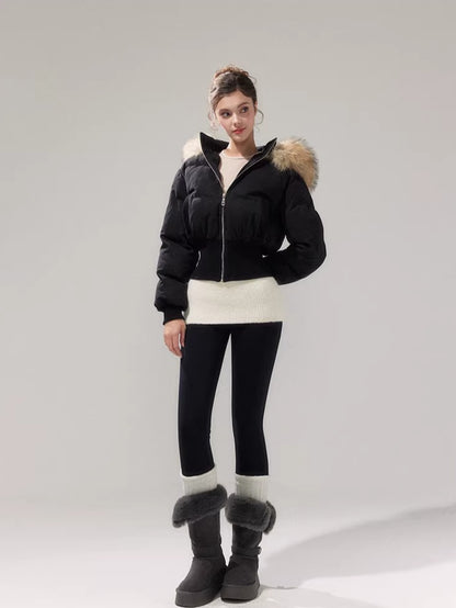 Retro Hourglass Waist Cotton Puffer Jacket