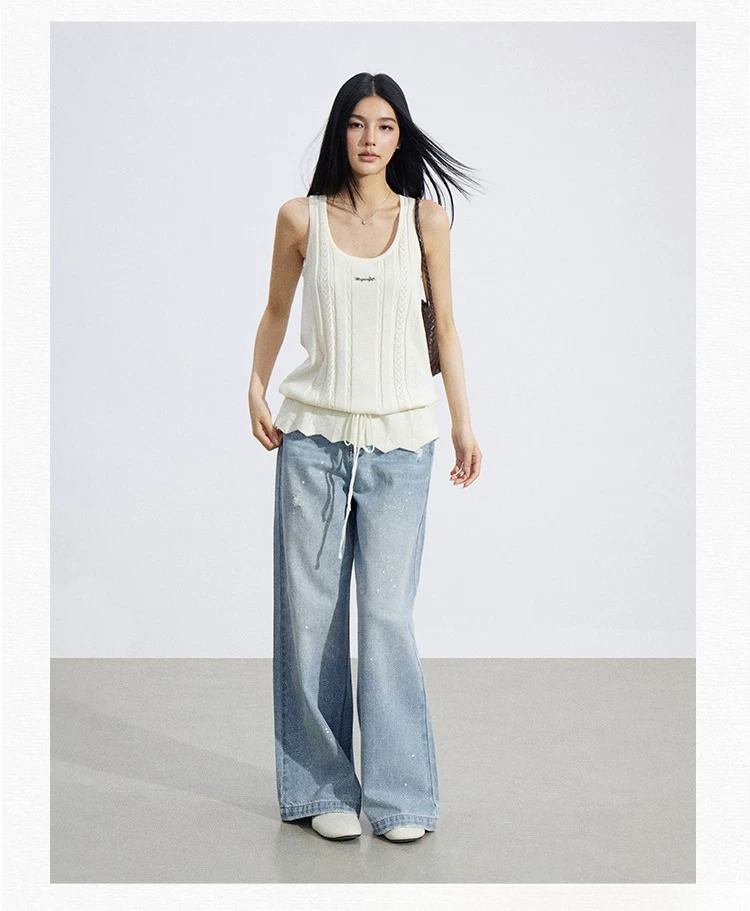 Drawstring Ruched Knit Tank Top