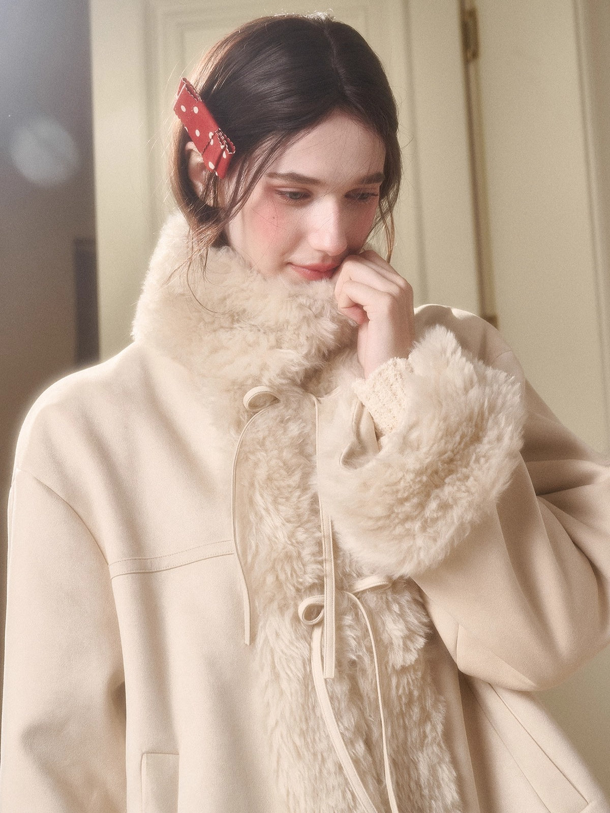 Travel Plan Shearling Fleece-Lined Stand Collar Jacket