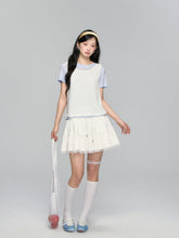 High-waisted Drawstring Lace-spliced Tiered Skirt - CHINASQUAD