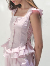 Pink Striped Flutter Sleeve Shirt - CHINASQUAD