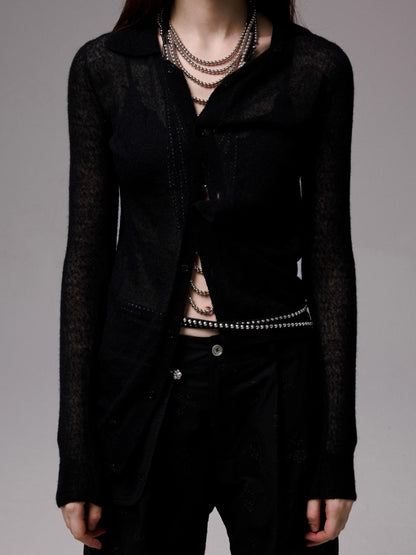 Semi-Sheer Slim Fit Cardigan