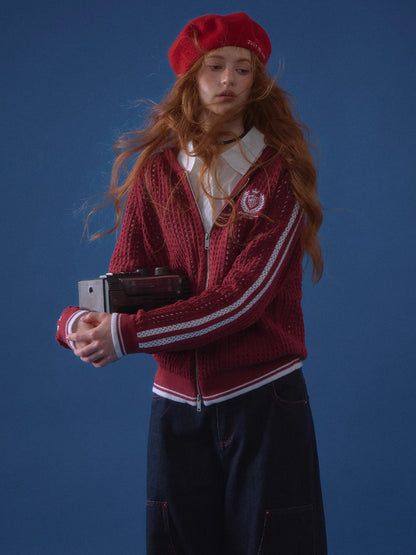 Varsity Embroidered Knit Hoodie