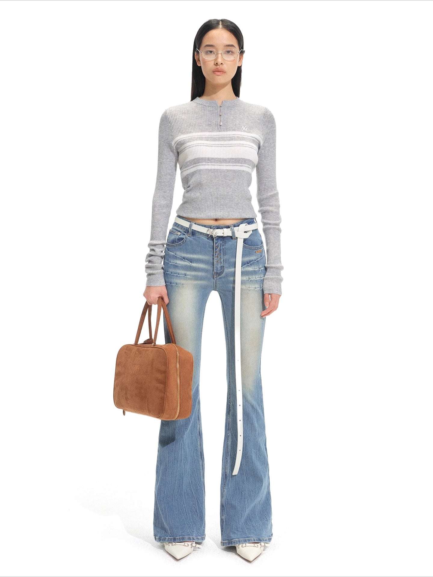 Marina Bay Striped Wool Knit Crewneck