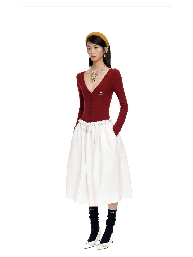 V-Neck Wool-Blend Knit Bodysuit