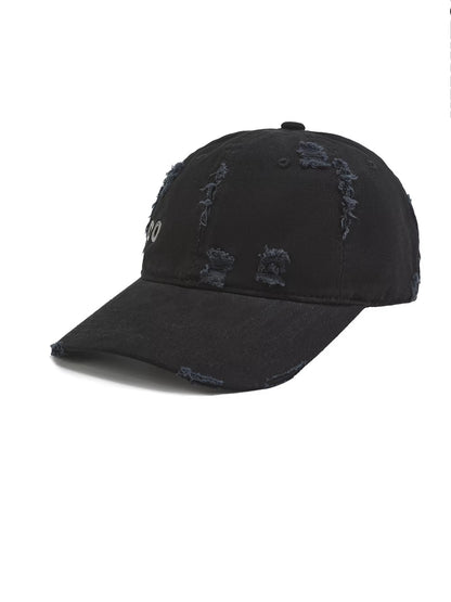 Distressed Washed Eyelet Baseball Cap