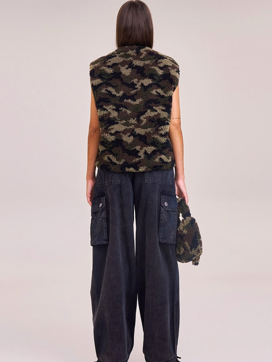 Cross Relic Oversized Faux Fur Vest