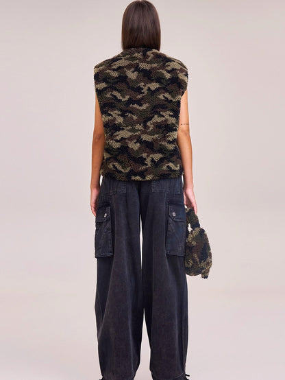 Cross Relic Oversized Faux Fur Vest