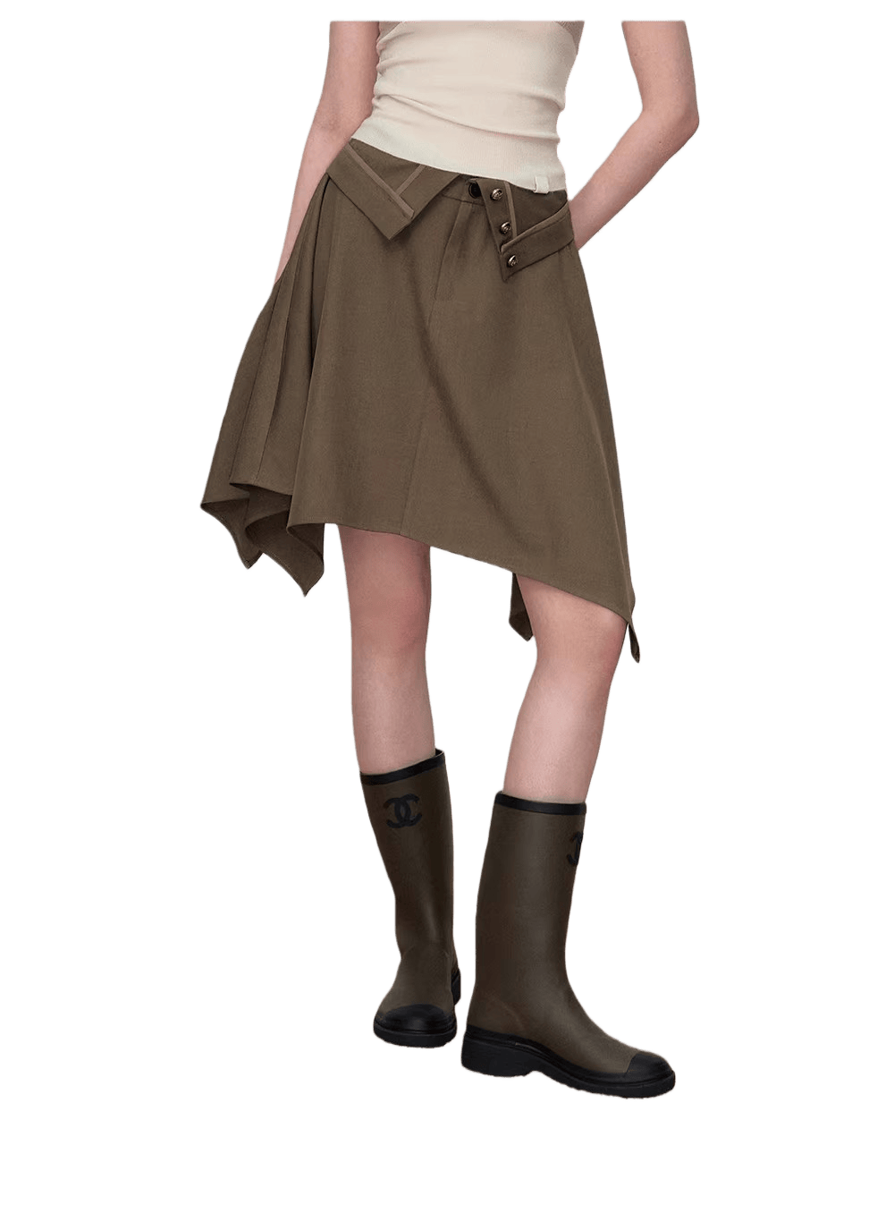 Asymmetric Hem Relaxed A-Line Mini Skirt