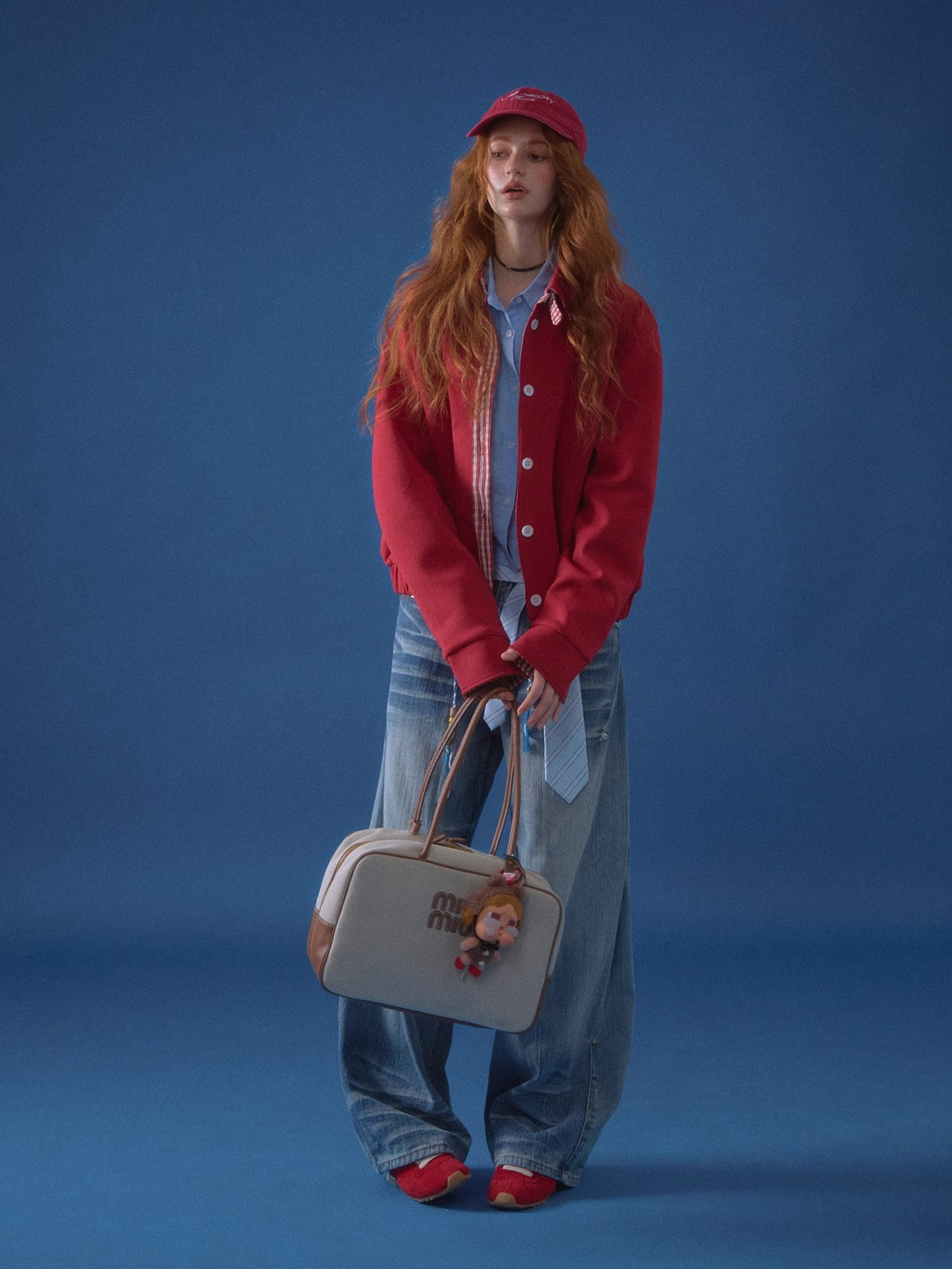 Miu-Style Plaid Patchwork Jacket