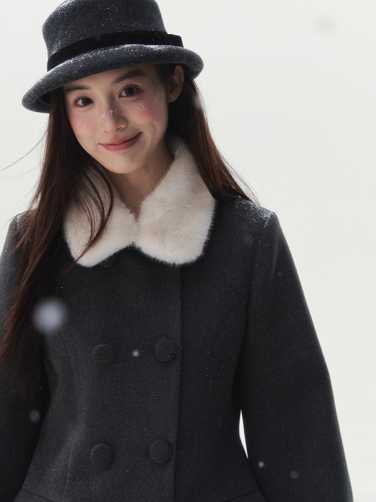 Double-Breasted Fur-Collar Lady Jacket
