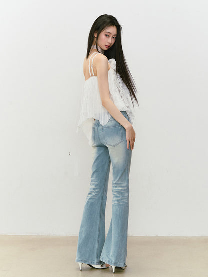 Heavy-Duty Floral Asymmetric Lace Camisole - CHINASQUAD
