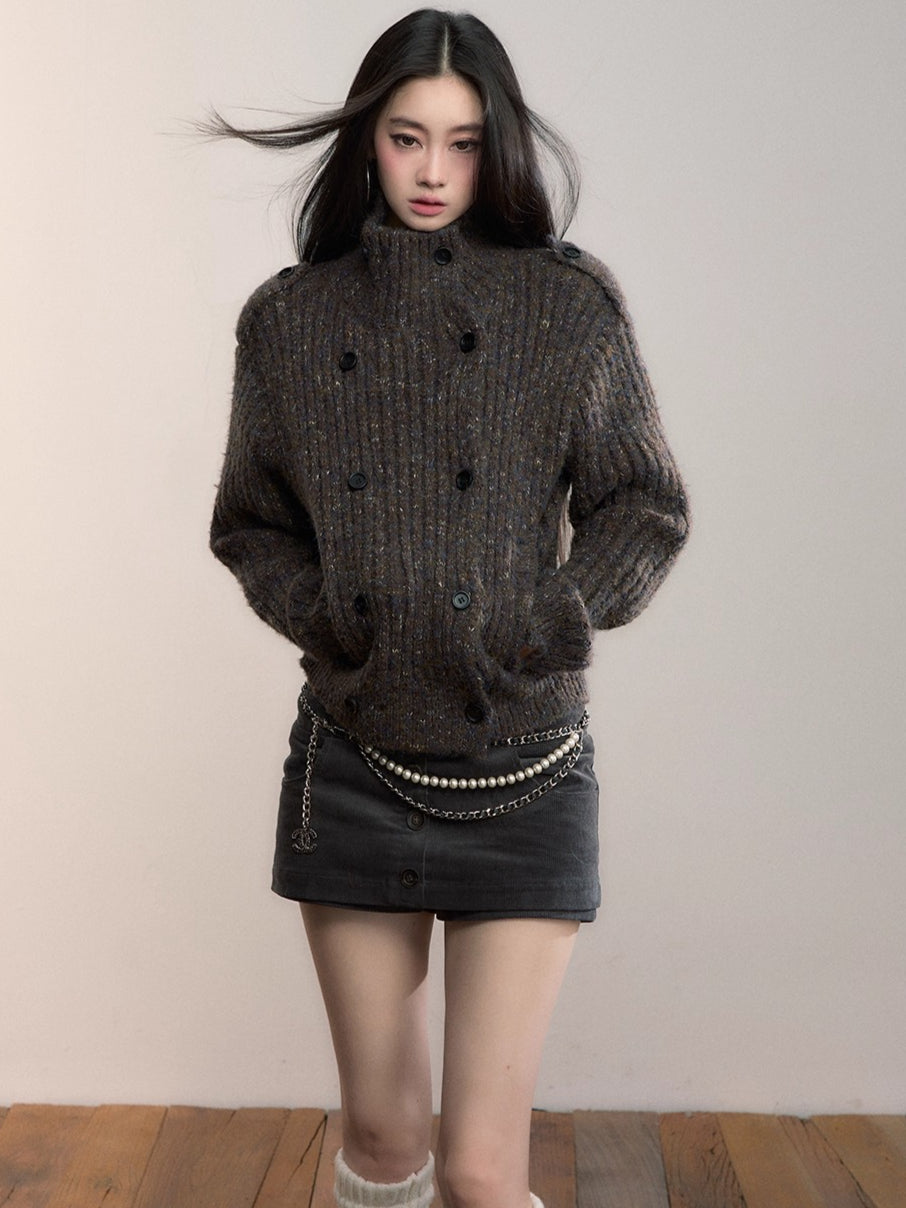 Multicolor Yarn Turtleneck Knit Turtleneck