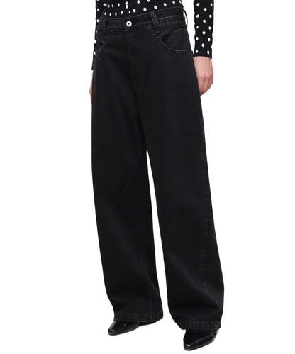 Washed Vintage Tapered Wide-Leg Denim Jeans
