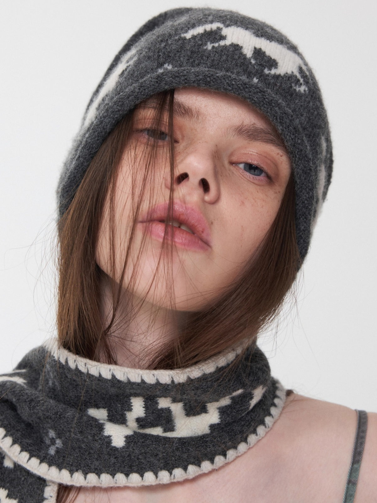 Fair Isle Pony Jacquard Knit Beanie