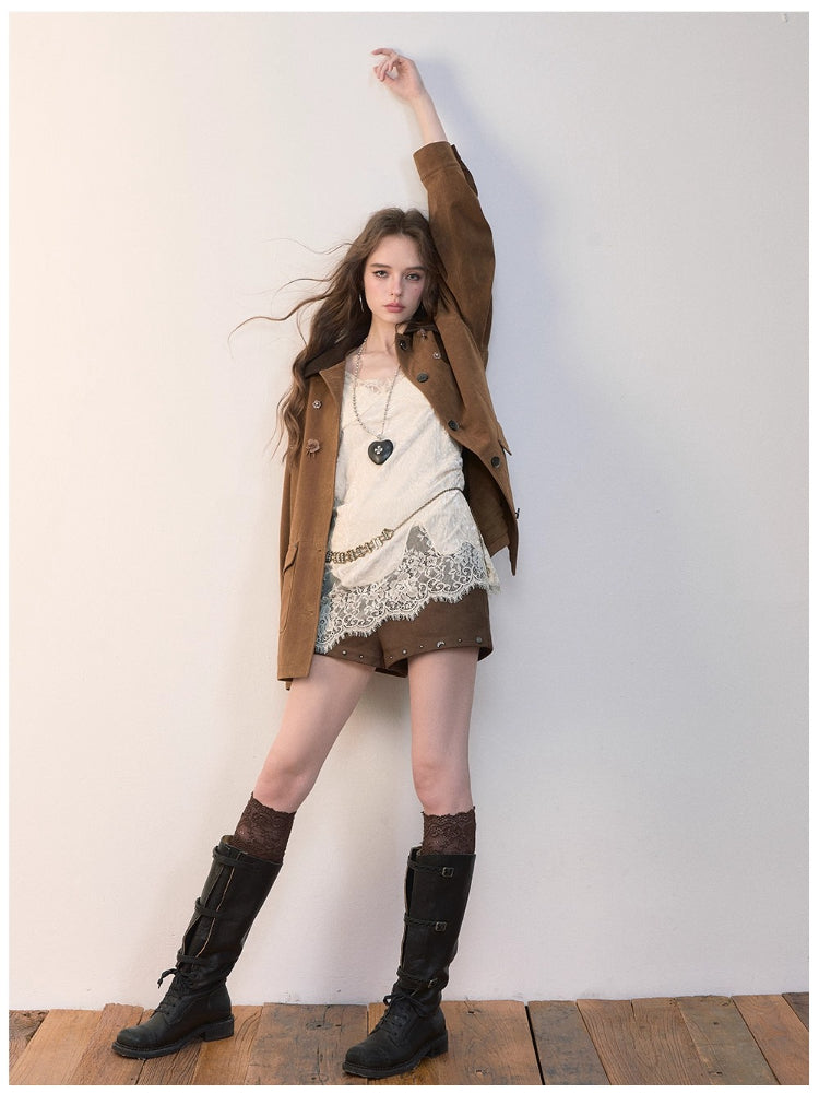 3D Floral &amp; Large Pockets Jacket