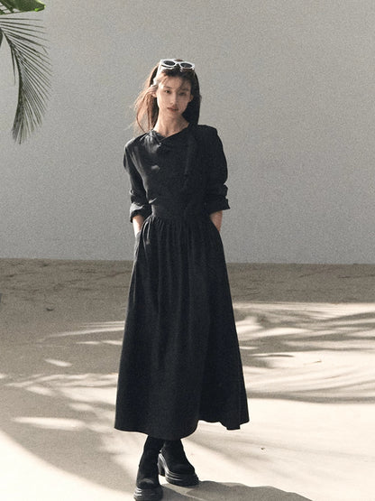 Ribbon Waist-Cinched Maxi Dress