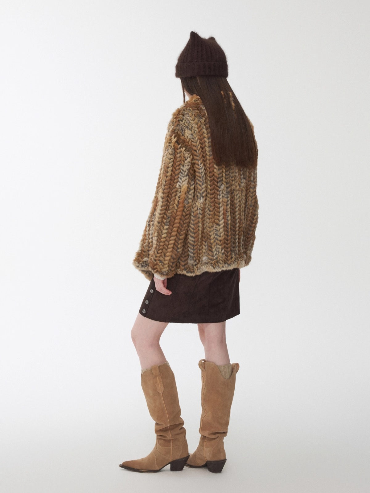 Melard Woven Rabbit Fur Shirt Jacket