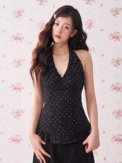 Polka Dot Halter Tie Camisole