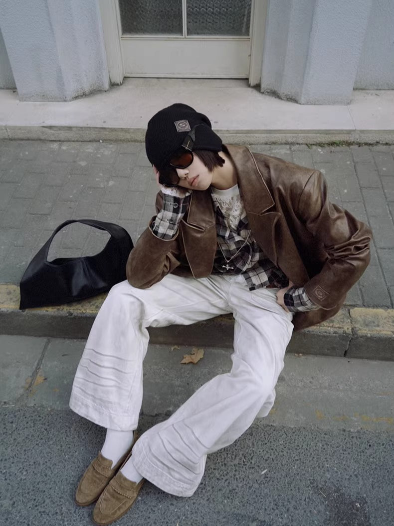 Side-Placket White Denim Jeans