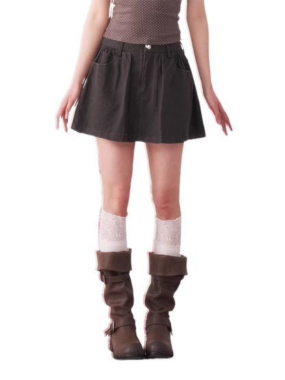 Vintage Pleated Cotton Mini Skirt