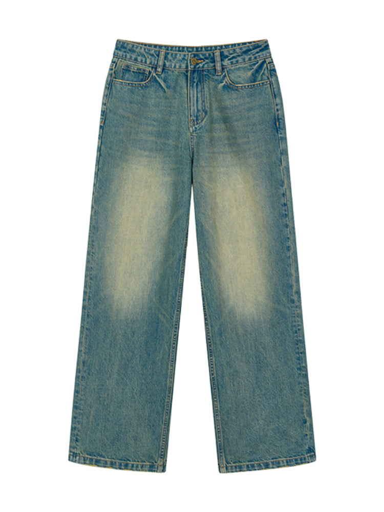 Washed Distressed Vintage Loose-Fit Denim Jeans