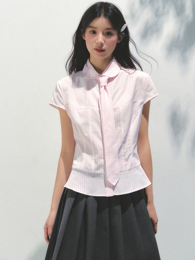 Pink Checkered Colorful Button Tie Shirt - CHINASQUAD