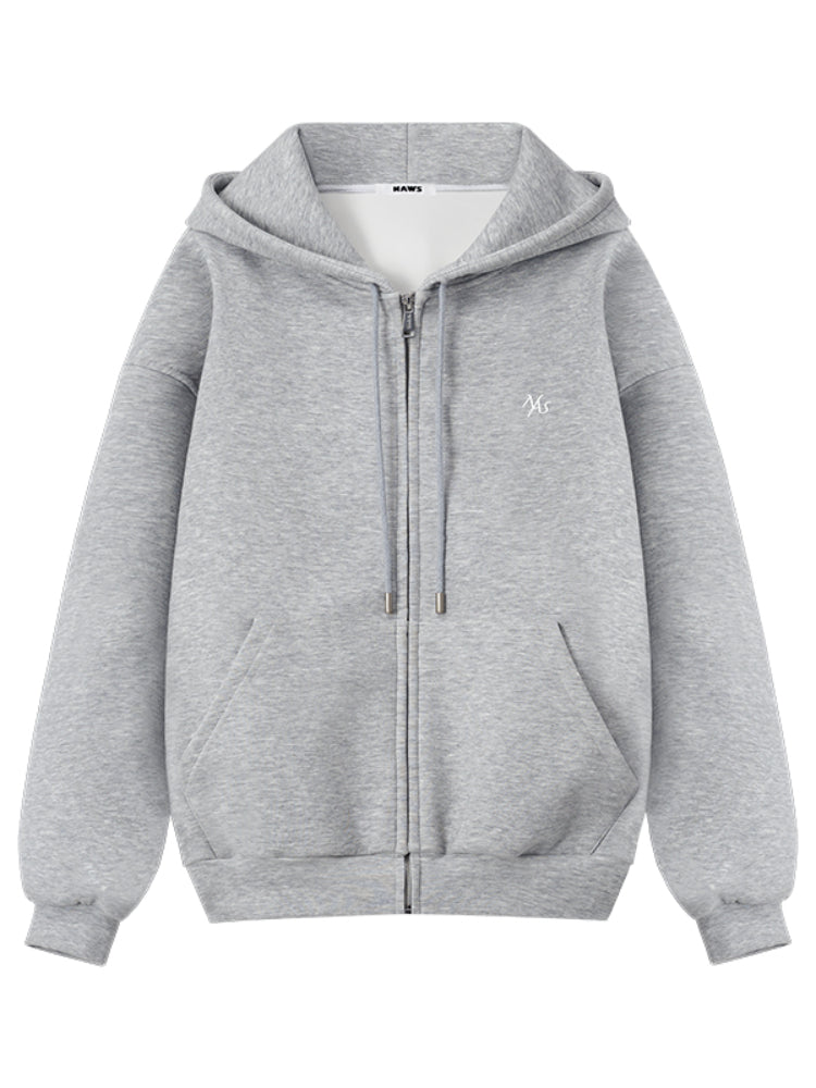 Loose Silhouette Hooded Zip-Up Sweatshirt