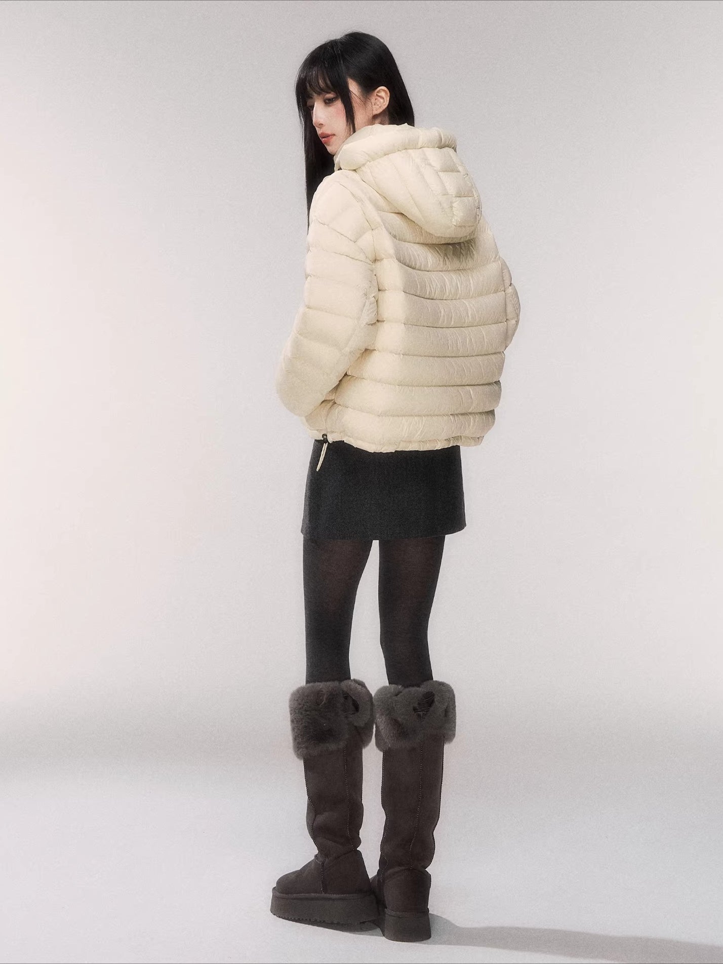 White Duck Down Hooded Puffer Jacket