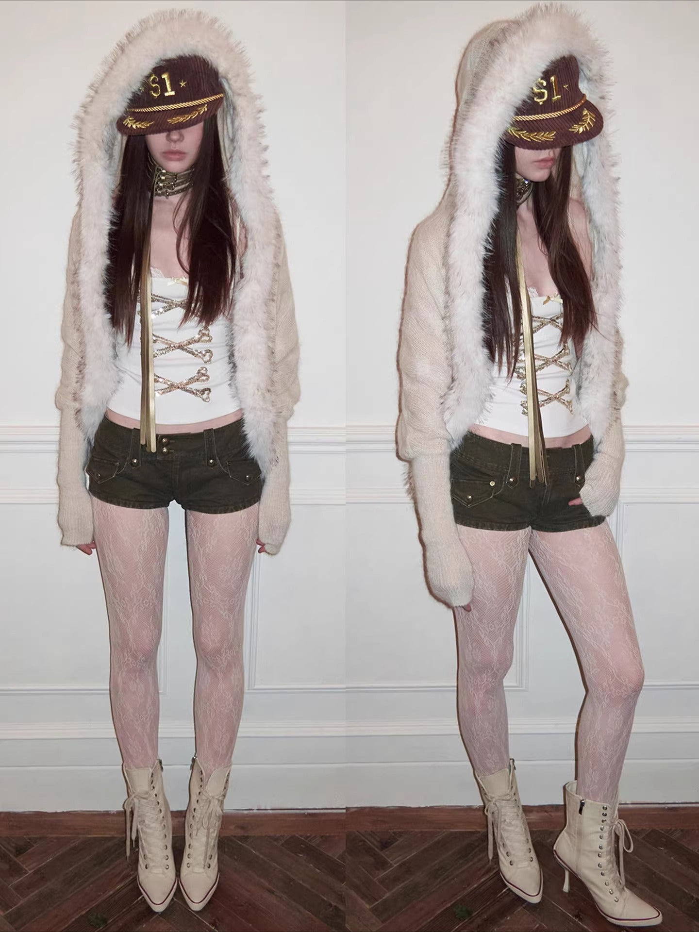 Crystal Bone U-Neck Cropped Camisole