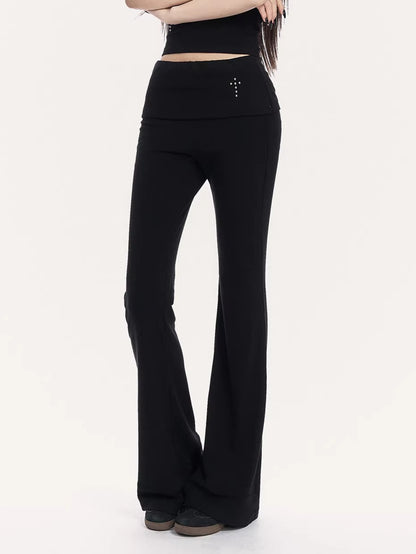 Square Neck Cropped Tee &amp; Flare Pants Set