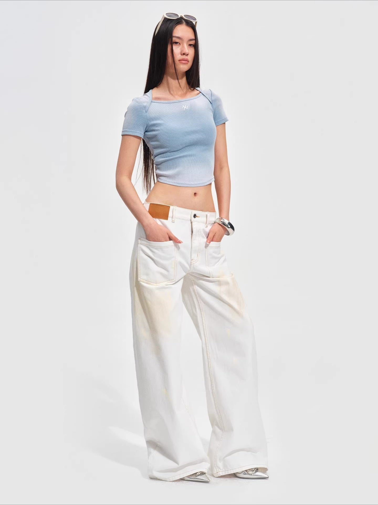 Washed Vintage Crop-Fit Crewneck T-Shirt