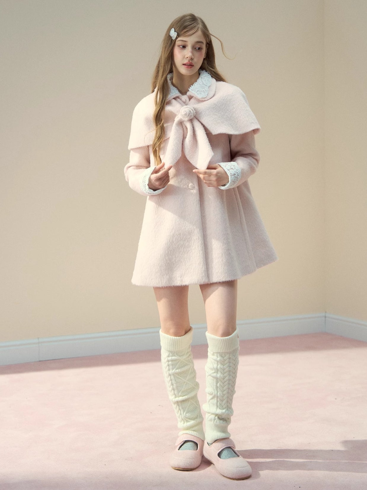 Rose Cape Wool-Blend Coat