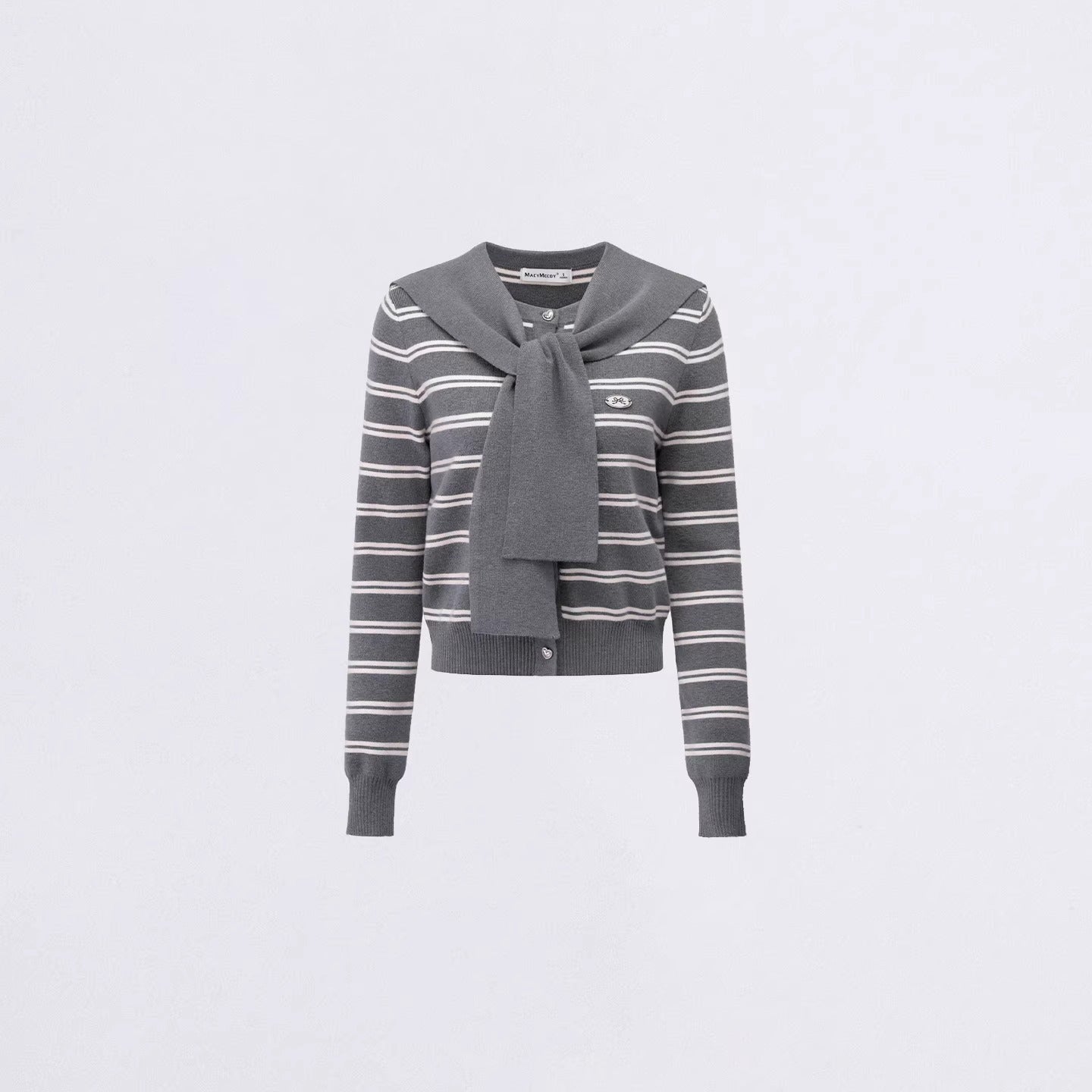 Striped Knit Cardigan &amp; Shawl Two-Piece Set