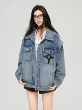 Washed Turn-down Collar Denim Jacket - CHINASQUAD