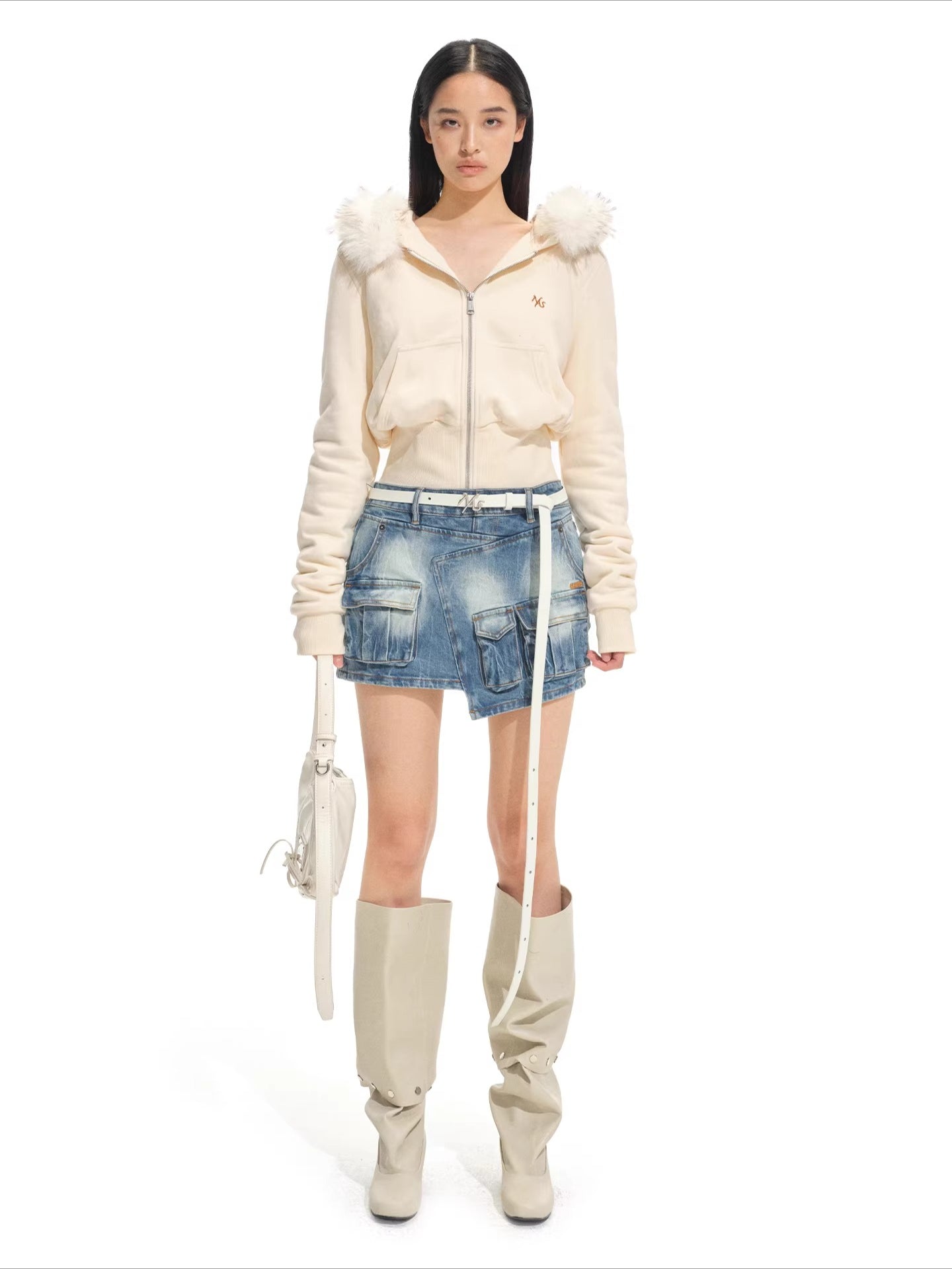 Ranch-Style Layered Denim Mini Skirt