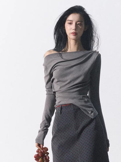 One-Shoulder Waist-Defining Knit Base Layer