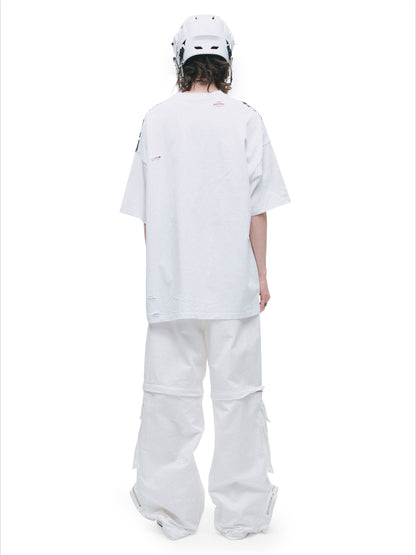 Distressed Laser-Burn Graphic Oversized T-Shirt