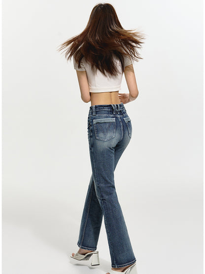 Heavy-Duty Low-Waist Straight Denim Pants