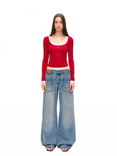 Color-block Two-piece Integrated Strap Layered T-shirt - CHINASQUAD