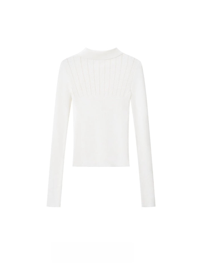 Classic Asymmetric-Collar Knit Crewneck
