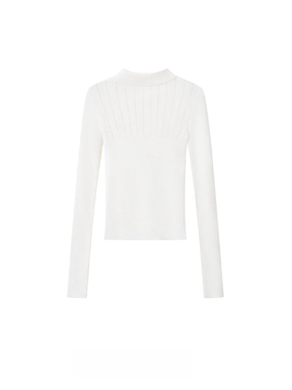 Classic Asymmetric-Collar Knit Crewneck
