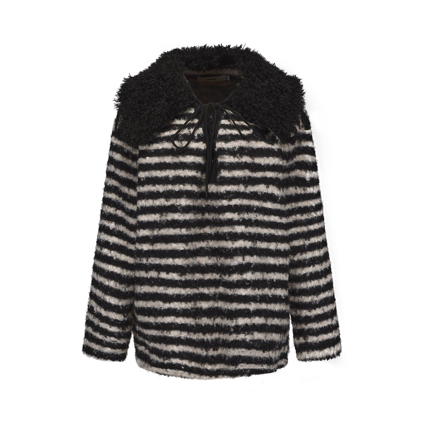 Detachable Collar Striped Knit Sweater