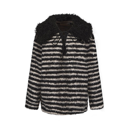 Detachable Collar Striped Knit Sweater