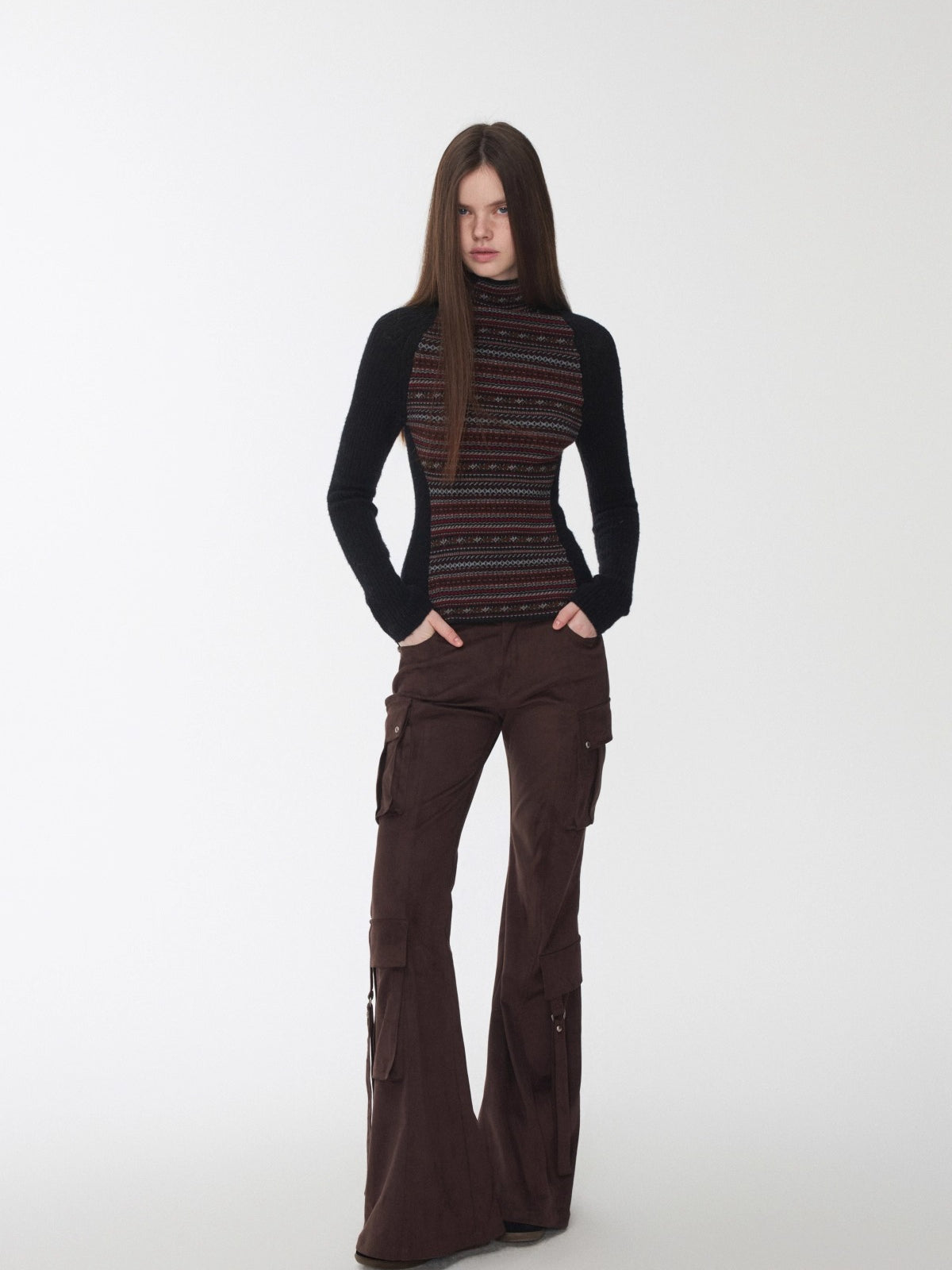 Studded Pocket Flared Utility Pants