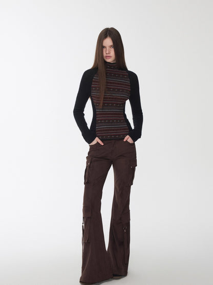 Studded Pocket Flared Utility Pants