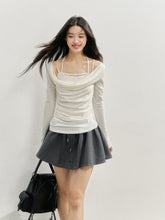 Beaded Halter Fake Two- Piece Blouse - CHINASQUAD