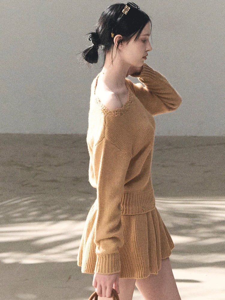 Off-Shoulder Long-Sleeve Mini Dress