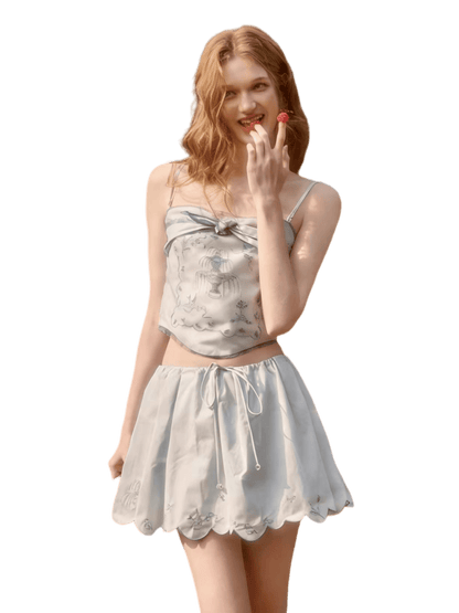 Fountain Embroidered Two-Piece Set